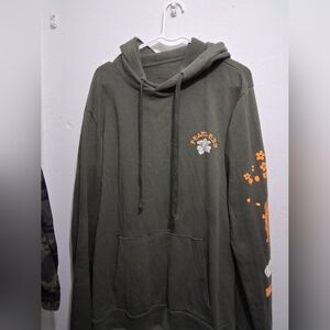 Green Hoodie with Orange Floral Design